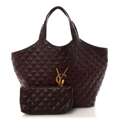 Saint Laurent Lambskin Quilted Maxi Icare Shopping Tote  Rouge Cabernet 3 of 10