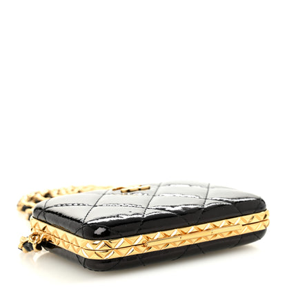 Chanel Glazed Goatskin Quilted Small Box With Chain Black 3 of 10