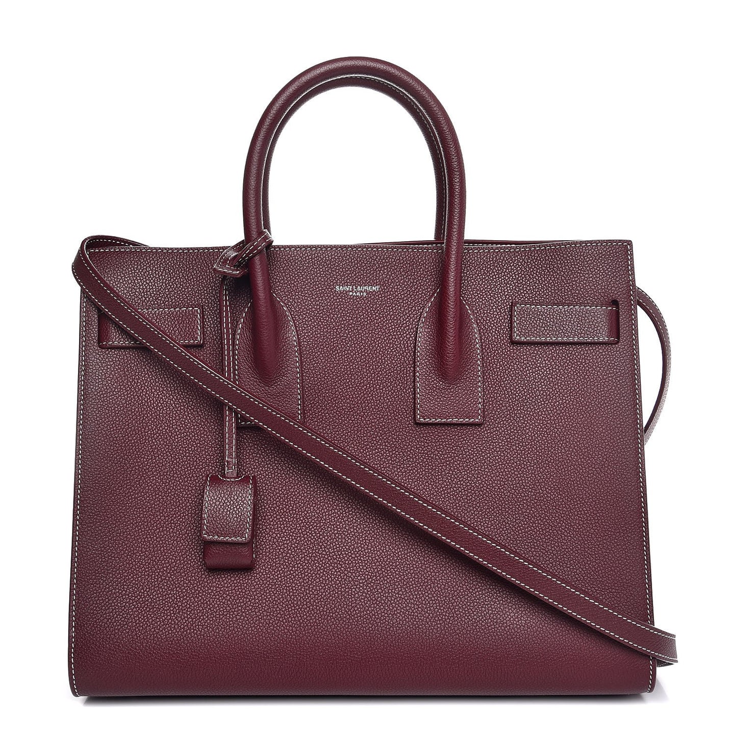 Grained Calfskin Topstitch Small Classic Sac De Jour Rouge Legion