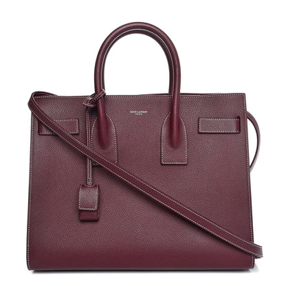 Saint Laurent Grained Calfskin Topstitch Small Classic Sac De Jour Rouge Legion 1 of 10