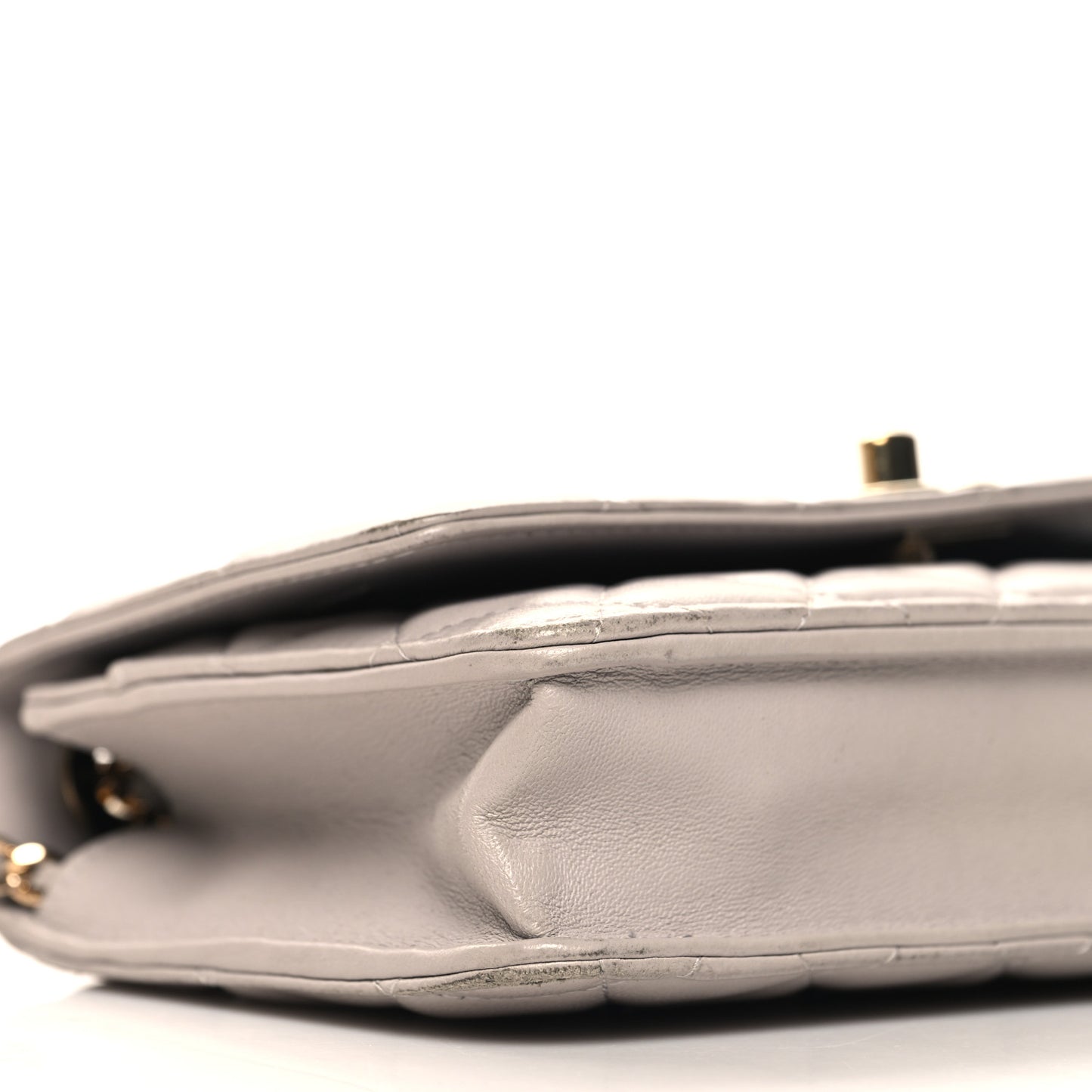 Lambskin Quilted Trendy CC Wallet On Chain WOC Grey