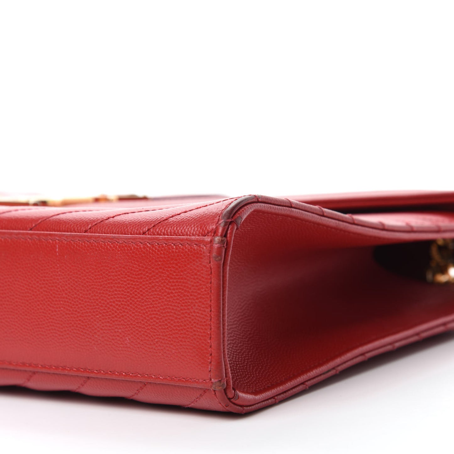 Grain De Poudre Matelasse Chevron Large Monogram Satchel Lipstick Red