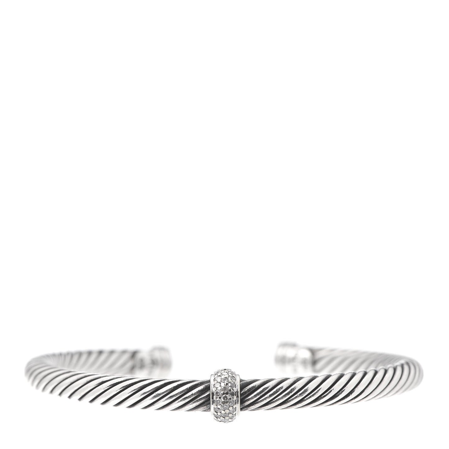 Sterling Silver 18K White Gold Diamond 5mm Cable Classics Station Bracelet