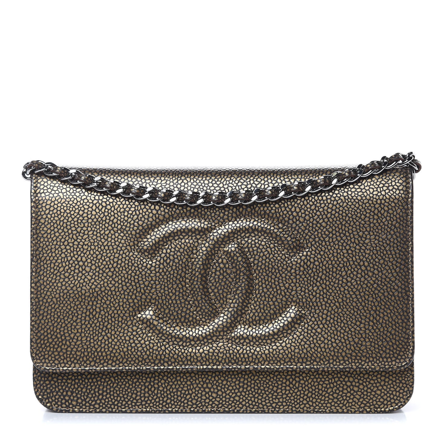 Metallic Caviar Timeless CC Wallet On Chain WOC Bronze