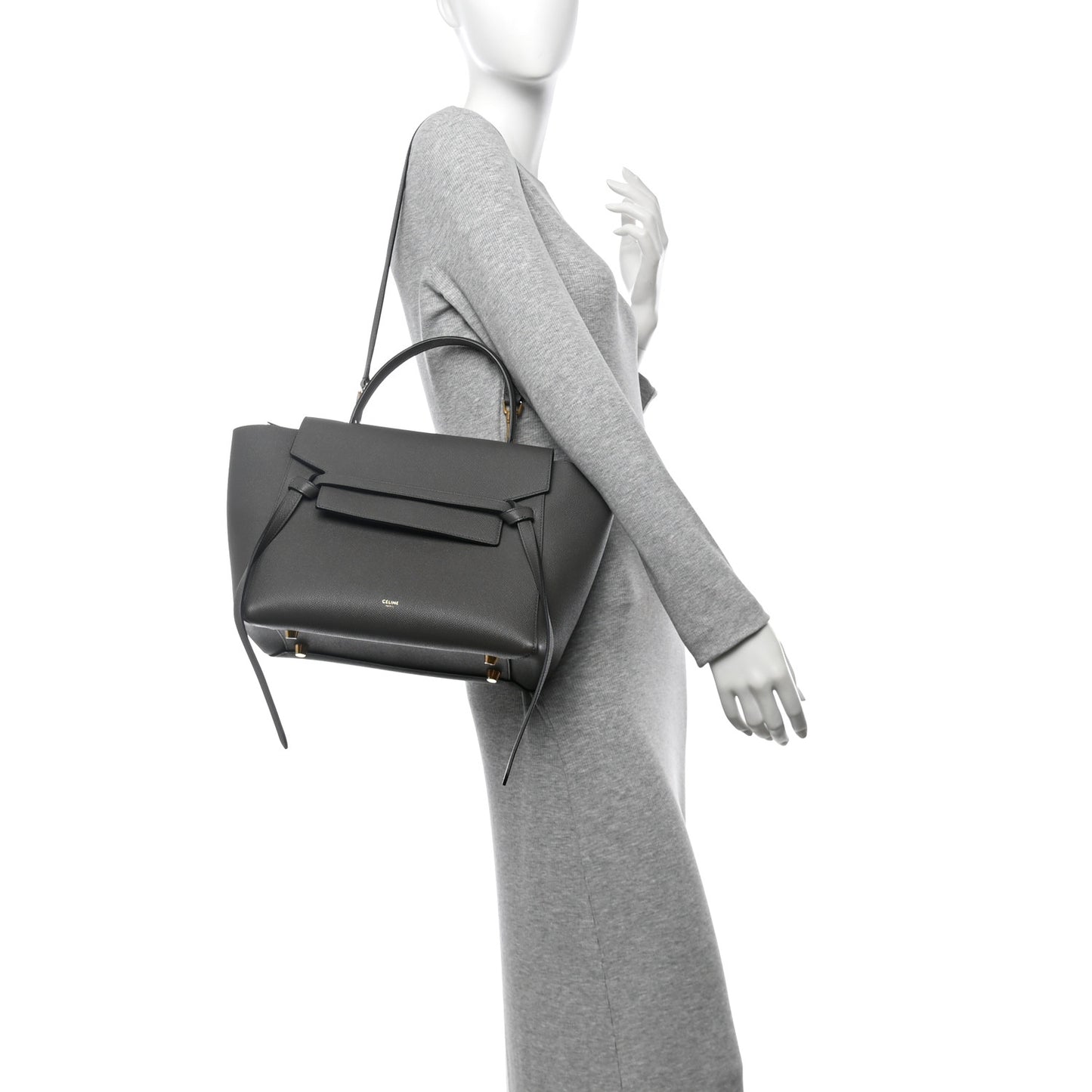 Grained Calfskin Mini Belt Bag Grey