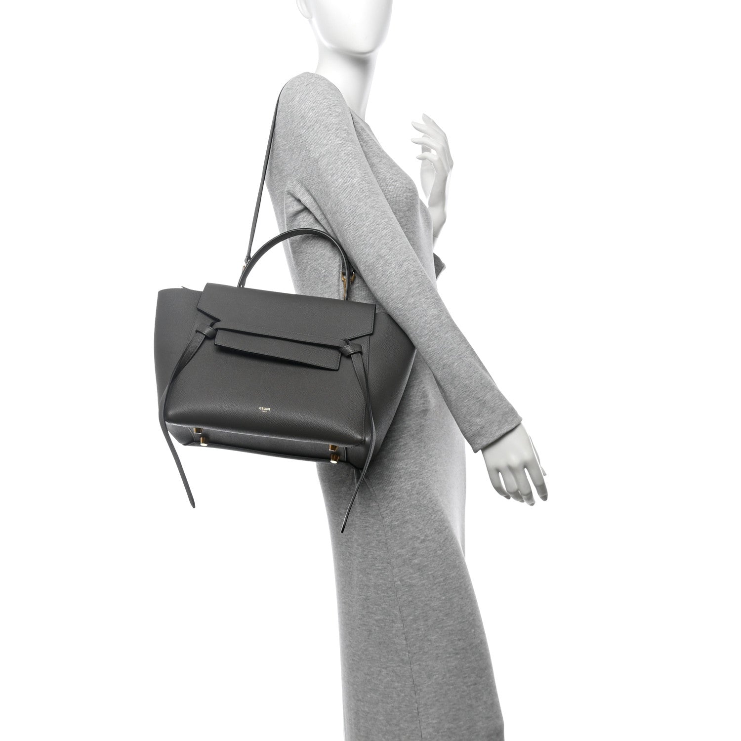 Celine Grained Calfskin Mini Belt Bag Grey 2 of 11