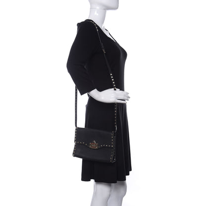 Valentino Garavani Pebbled Calfskin Medium Rockstud Flip Lock Crossbody Bag Black 2 of 10