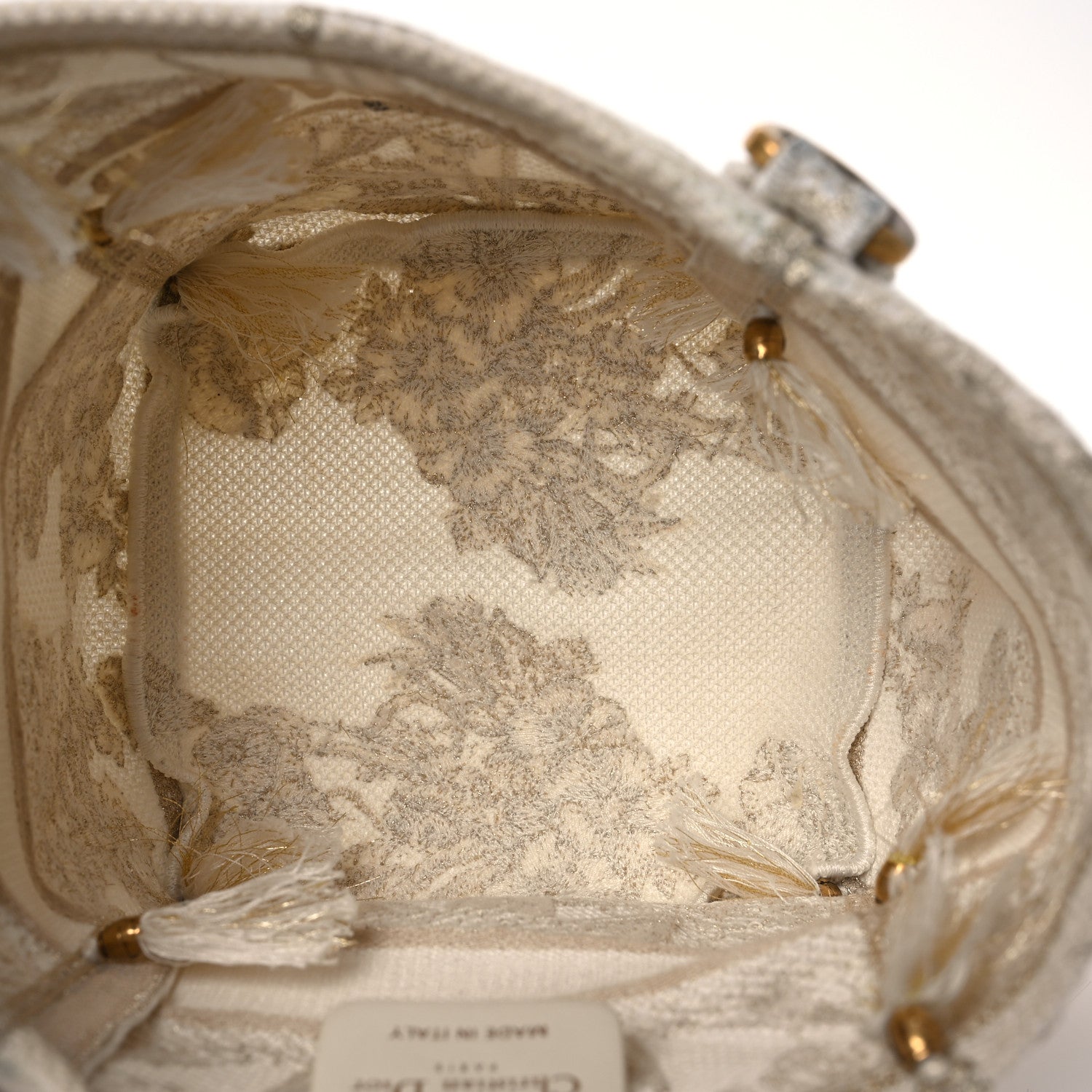 Christian Dior Canvas Embroidered Reve d'Infini Small D-Bubble Bucket Bag Gold 5 of 14