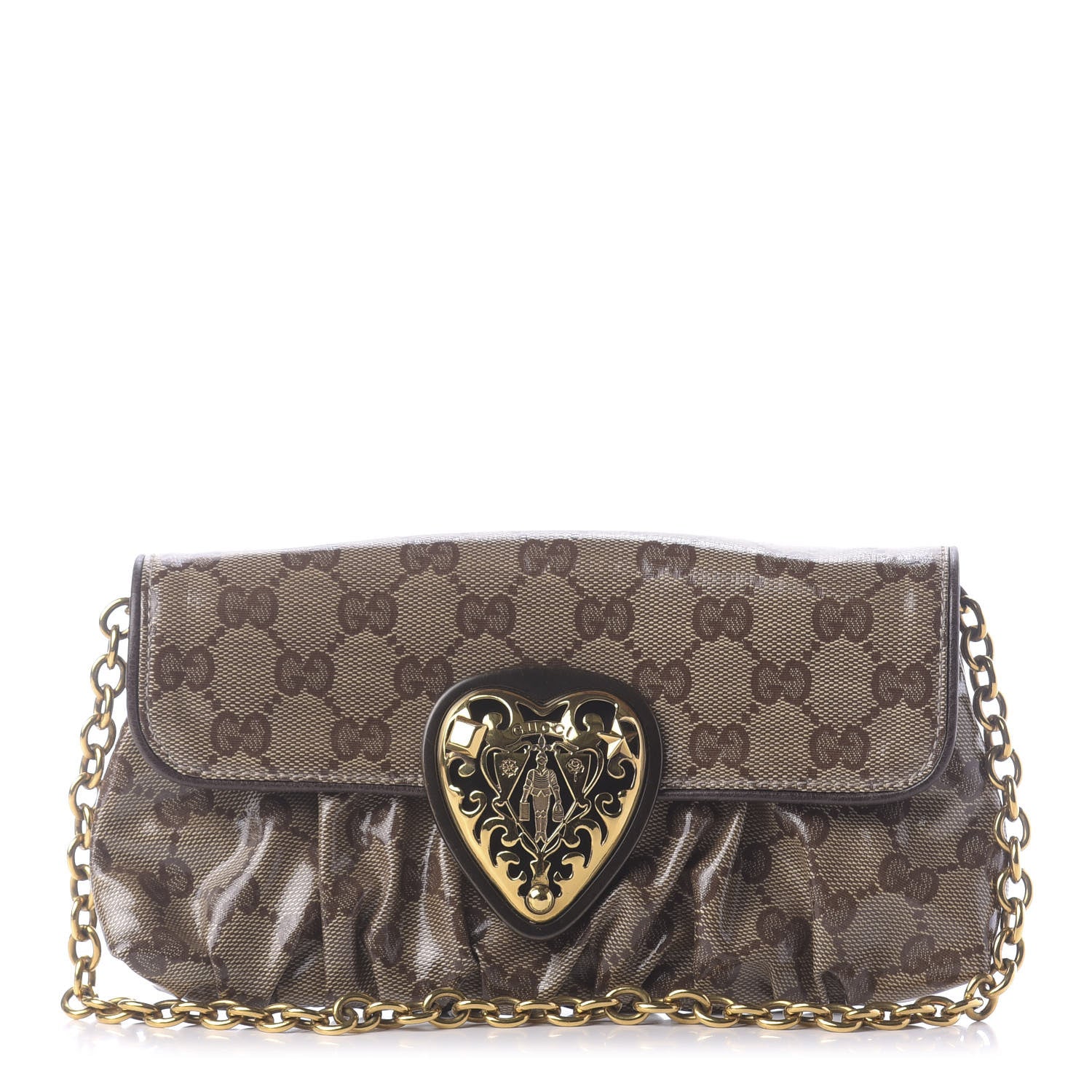 Gucci Crystal Monogram Babouska Clutch Dark Brown 1 of 10