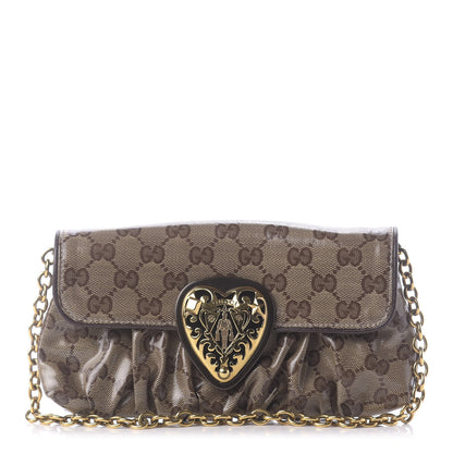 Gucci Crystal Monogram Babouska Clutch Dark Brown 1 of 10