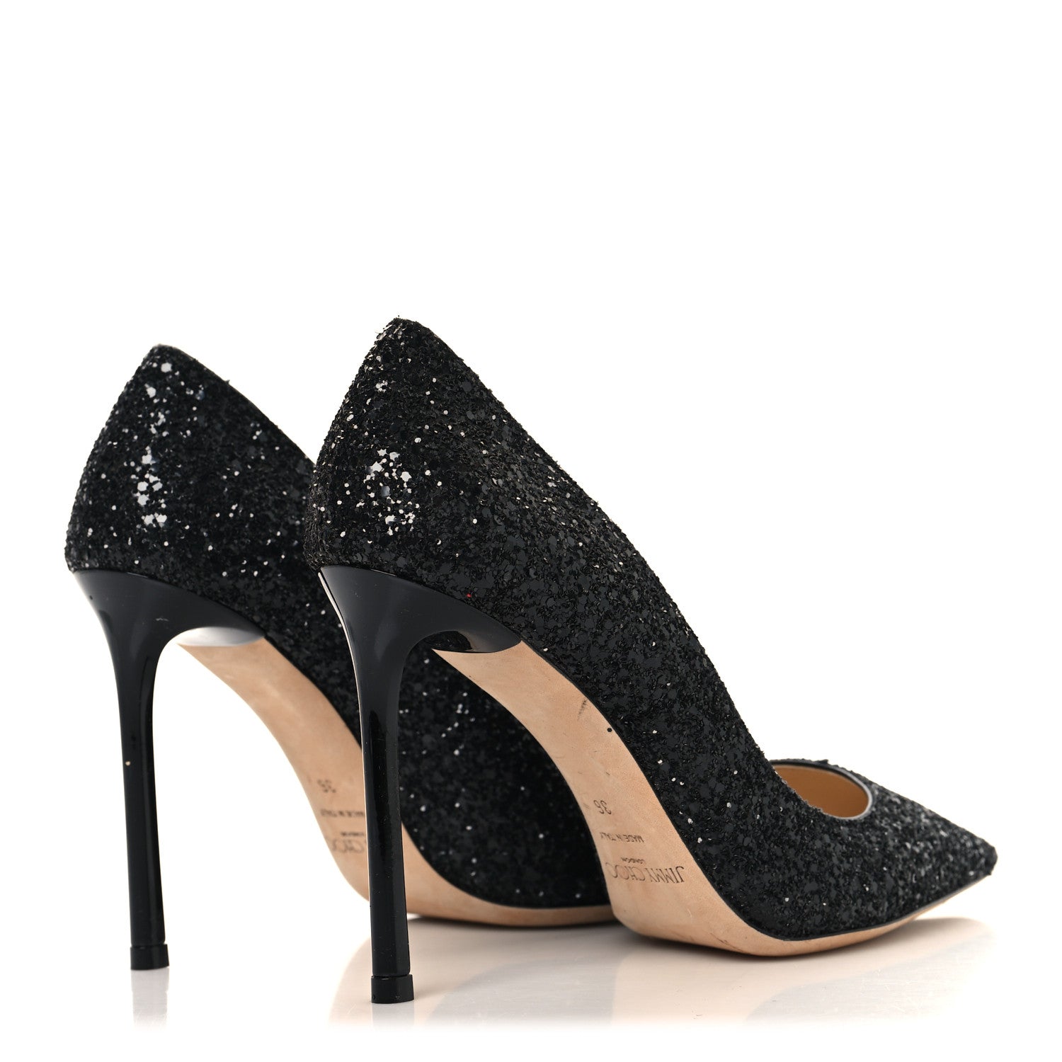 Jimmy Choo Coarse Glitter Pointy Toe Romy Pumps 36 Black 5 of 8