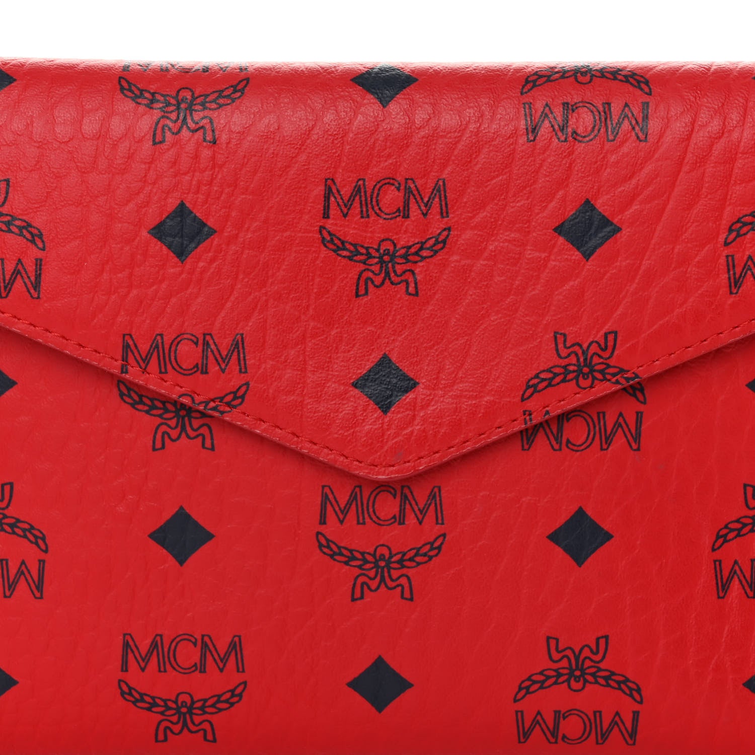 MCM Visetos Strap Wallet Red 7 of 10