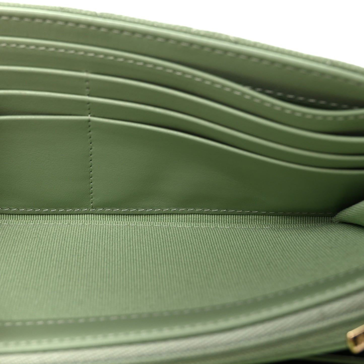 Caviar Quilted Large Gusset Flap Wallet Light Green