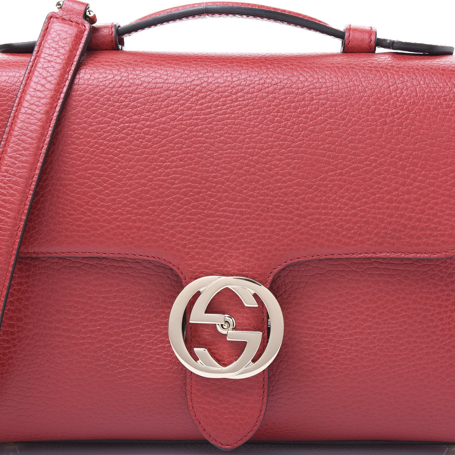 Gucci Dollar Calfskin Interlocking G Top Handle Shoulder Bag Red 9 of 9