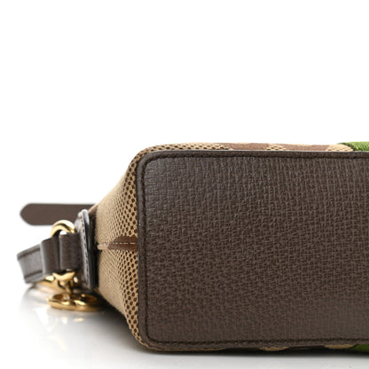 Gucci Monogram Jumbo GG Textured Dollar Calfskin Web Small Ophidia Dome Shoulder Bag Camel Ebony New Acero 7 of 9