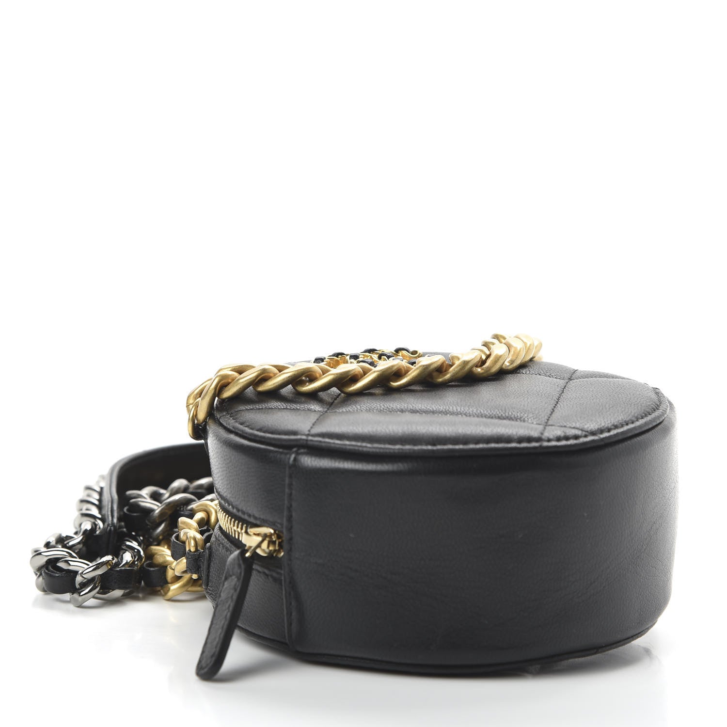 Chanel Goatskin Quilted 19 Round Clutch With Chain Black 4 of 10