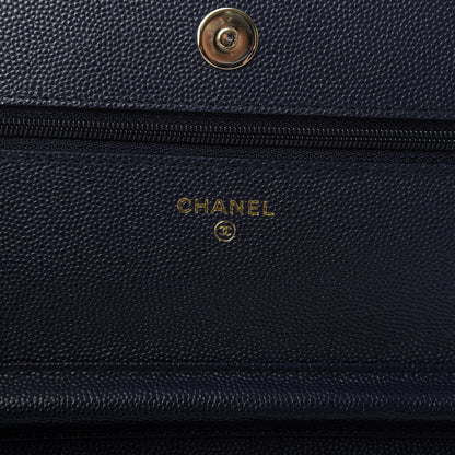 Chanel Caviar Quilted Wallet On Chain WOC Navy Blue 8 of 11