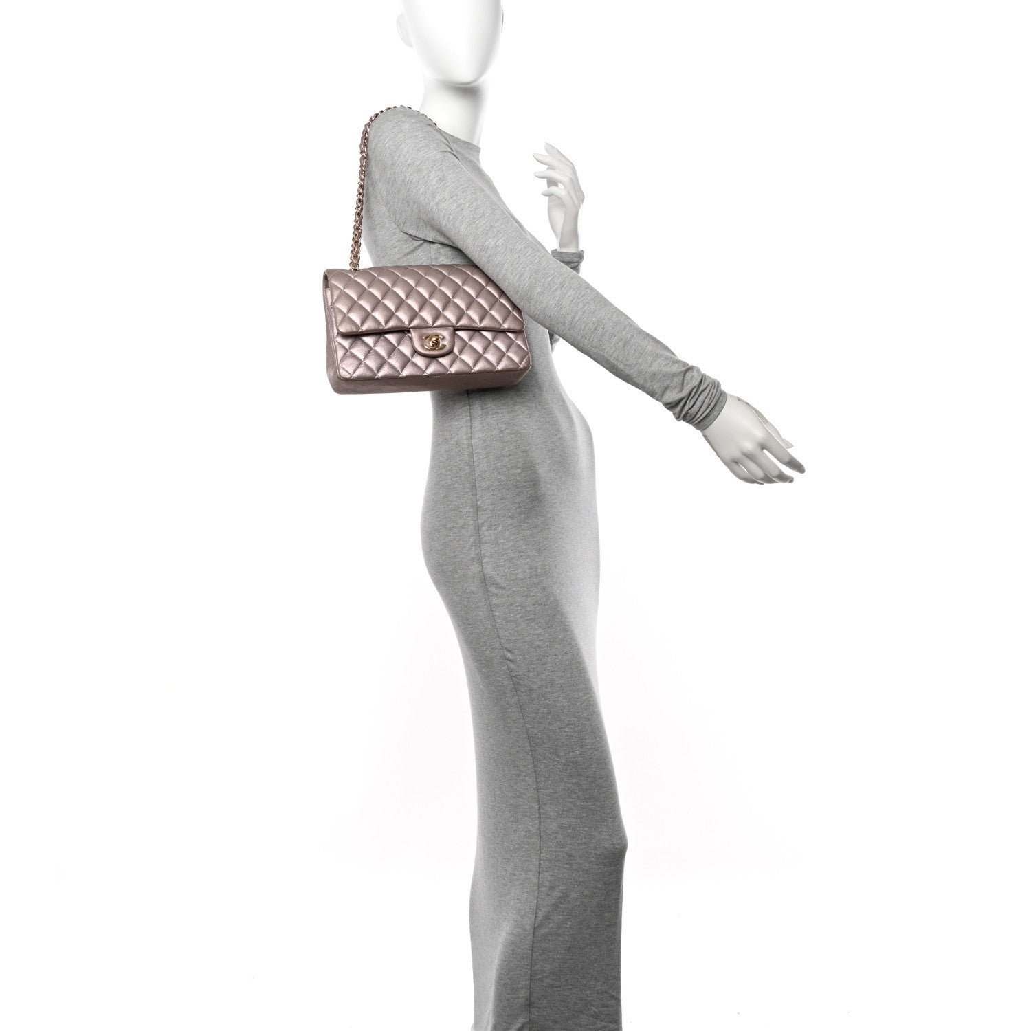 Chanel Iridescent Calfskin Quilted Medium Double Flap Light Pink 2 of 12