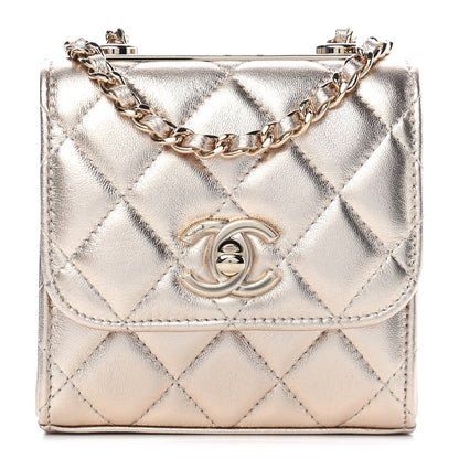 Chanel Metallic Lambskin Quilted Mini Trendy CC Clutch With Chain Gold 1 of 8