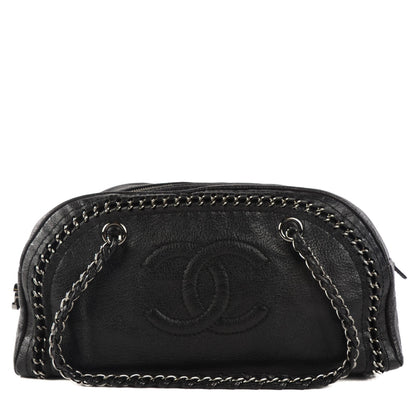 Chanel Metallic Goatskin Medium Luxe Ligne Bowler Black 1 of 6