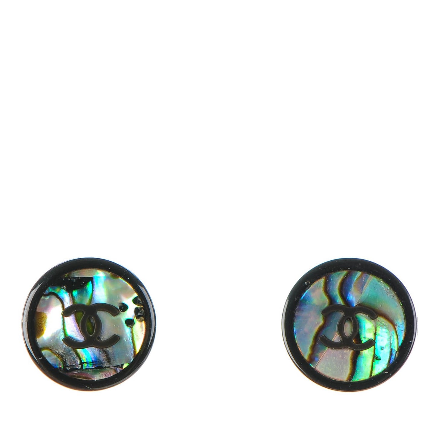 Resin Abalone CC Stud Earrings Black