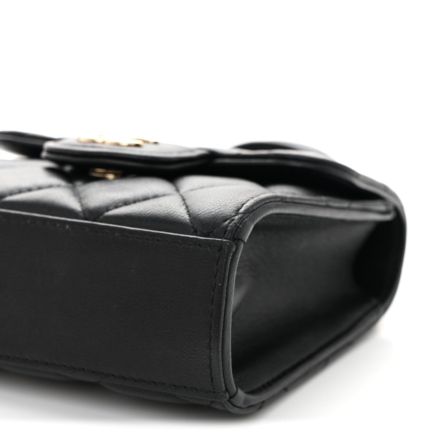 Chanel Lambskin Quilted Top Handle Flap Clutch With Chain Black 10 of 11