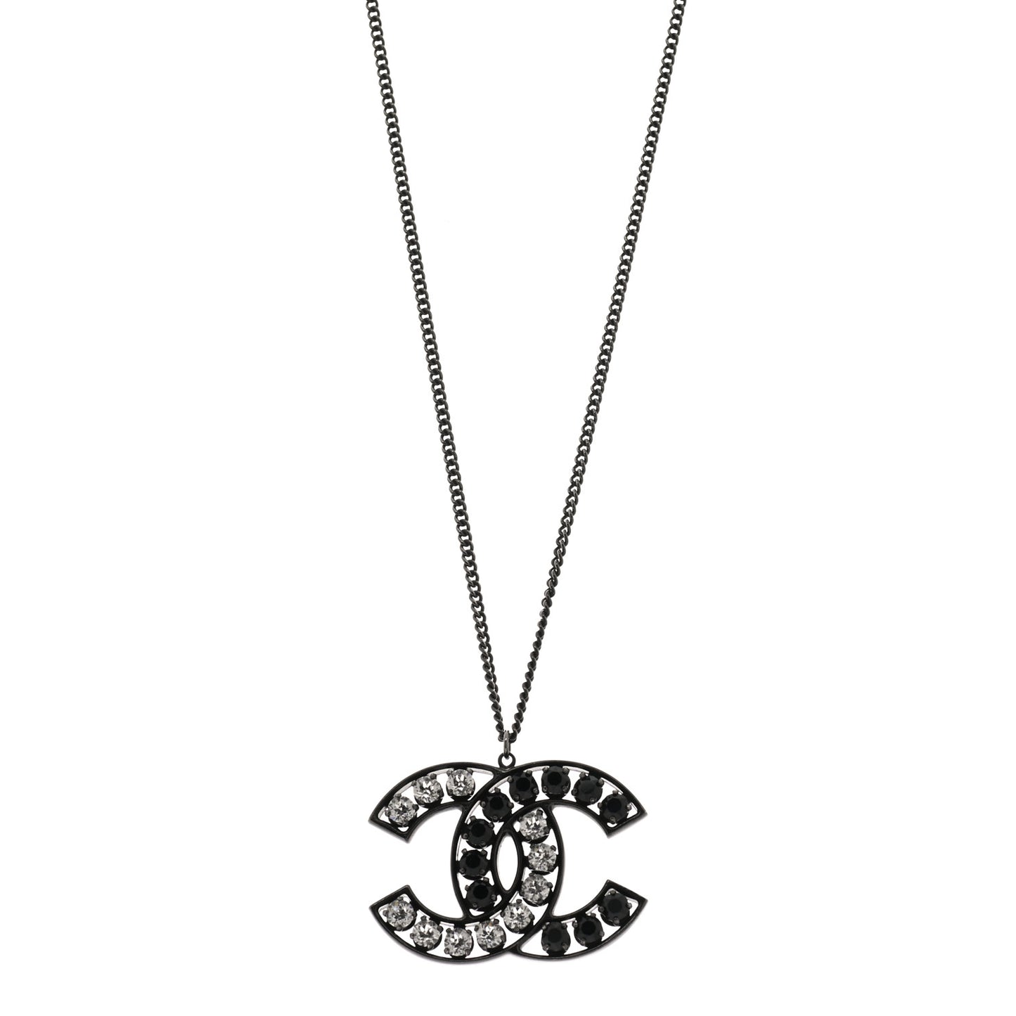 Ruthenium Crystal CC Necklace Black