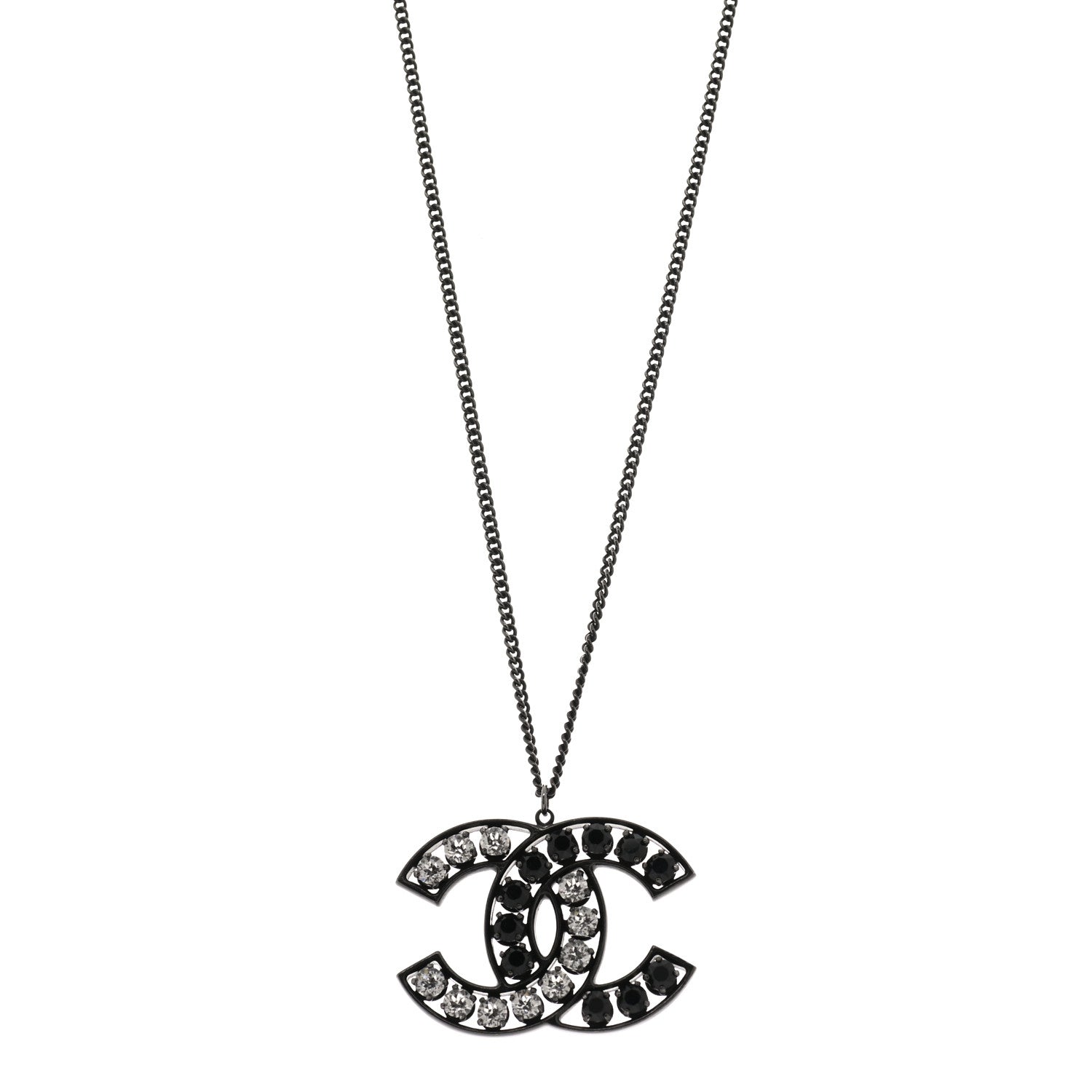 Chanel Ruthenium Crystal CC Necklace Black 1 of 5