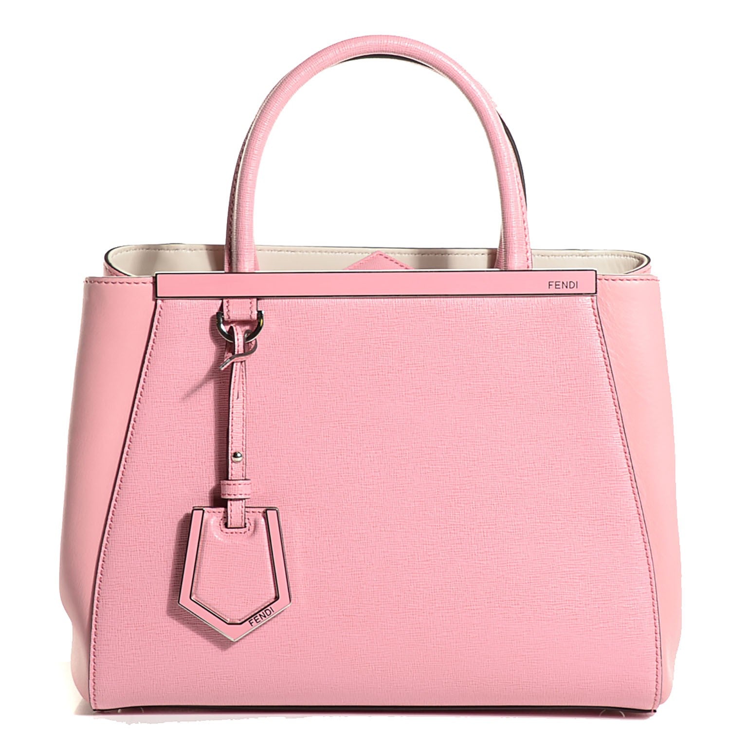 Fendi Vitello Elite Flamingo Mink Monster Charm Petite 2Jours Tote Pink Multicolor 1 of 9