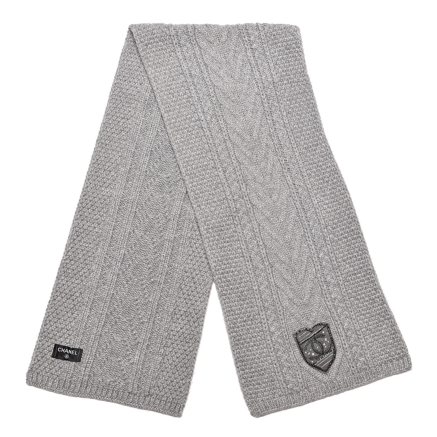 Cashmere Crystal Sequin CC Scarf Grey