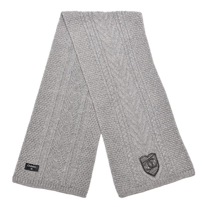 Chanel Cashmere Crystal Sequin CC Scarf Grey 4 of 9