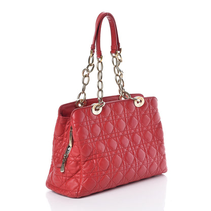 Christian Dior Lambskin Cannage Small Dior Soft Zipped Shopping Tote Red 3 of 20
