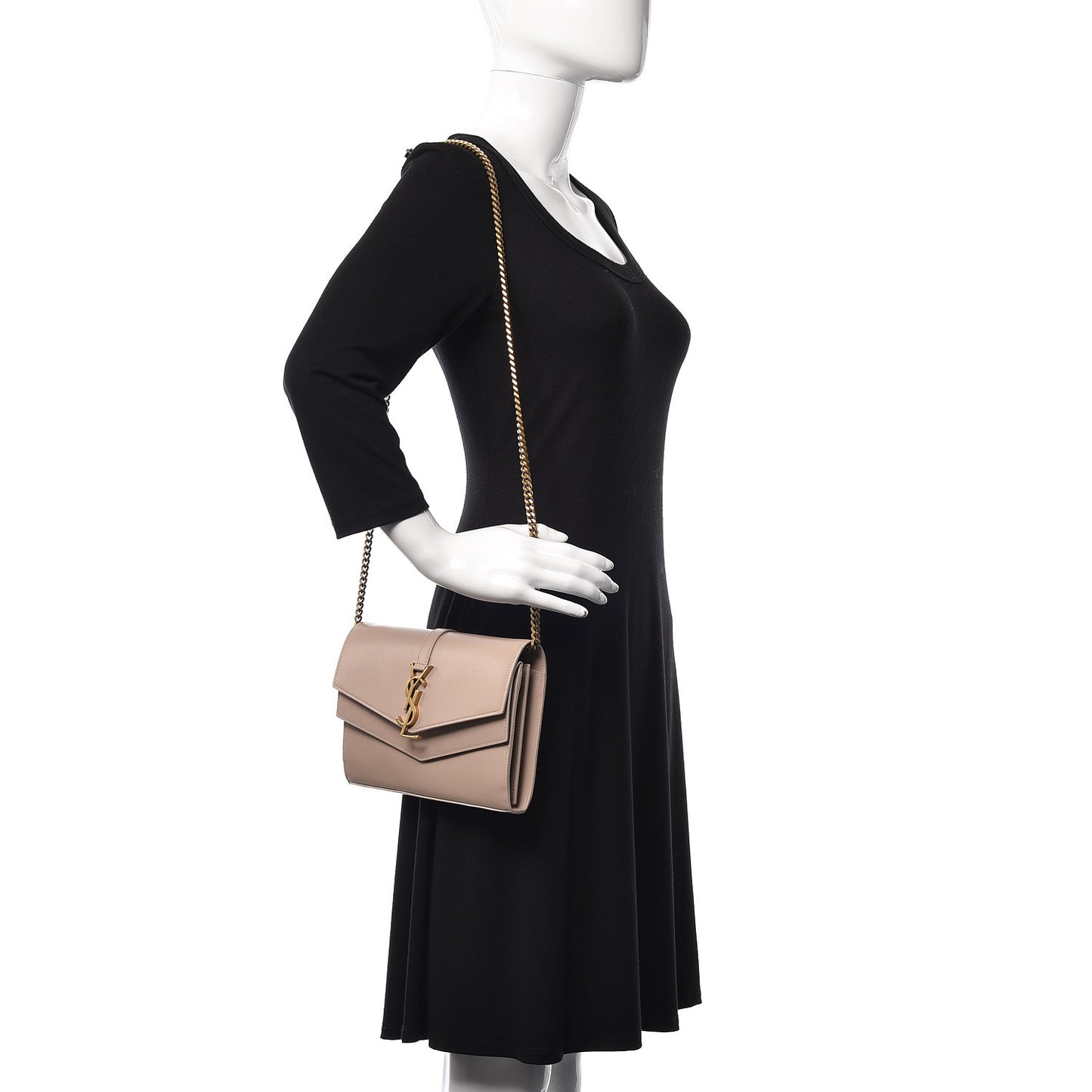 Smooth Calfskin Monogram Sulpice Chain Wallet Nude