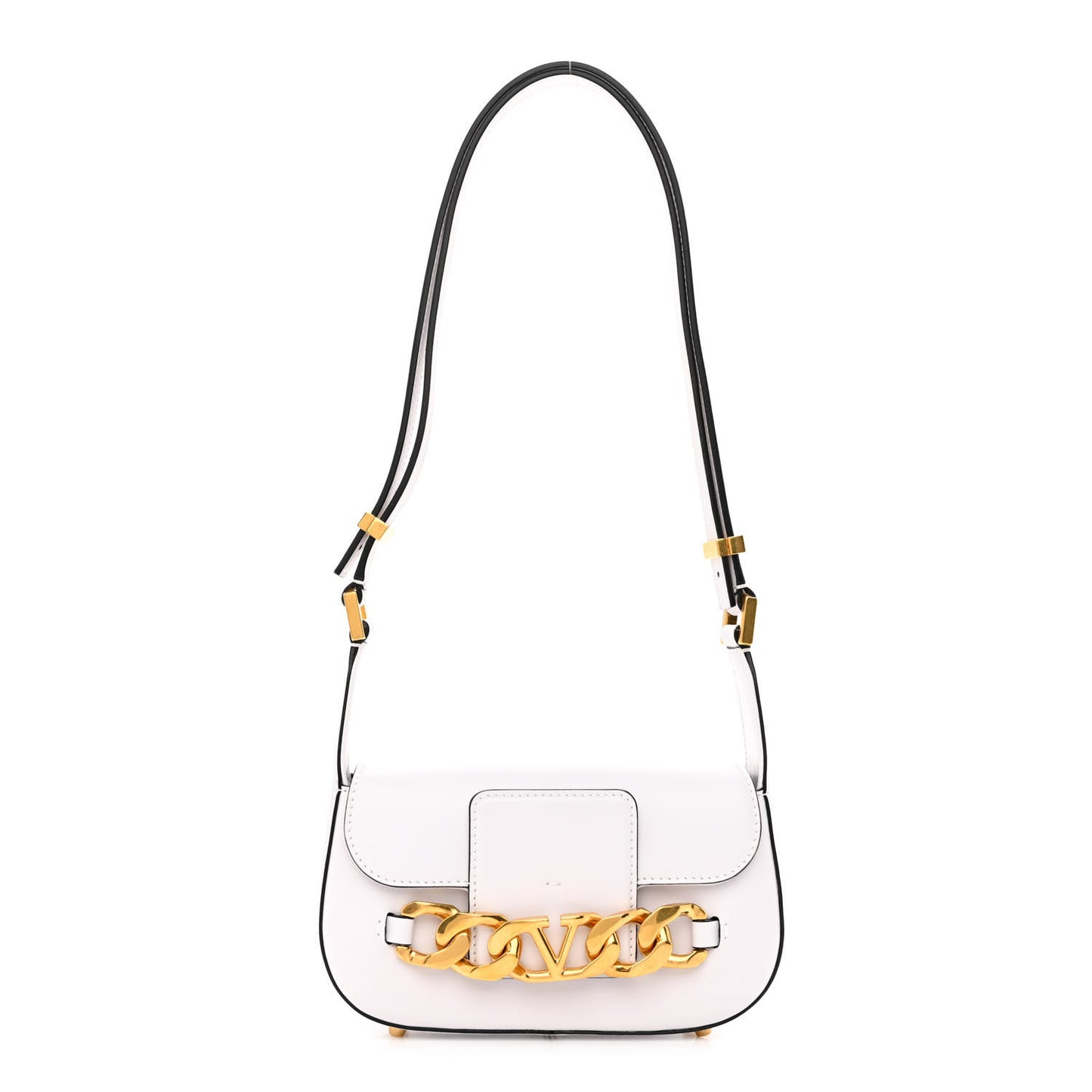 Calfskin Small Vlogo Chain Shoulder Bag Optic White