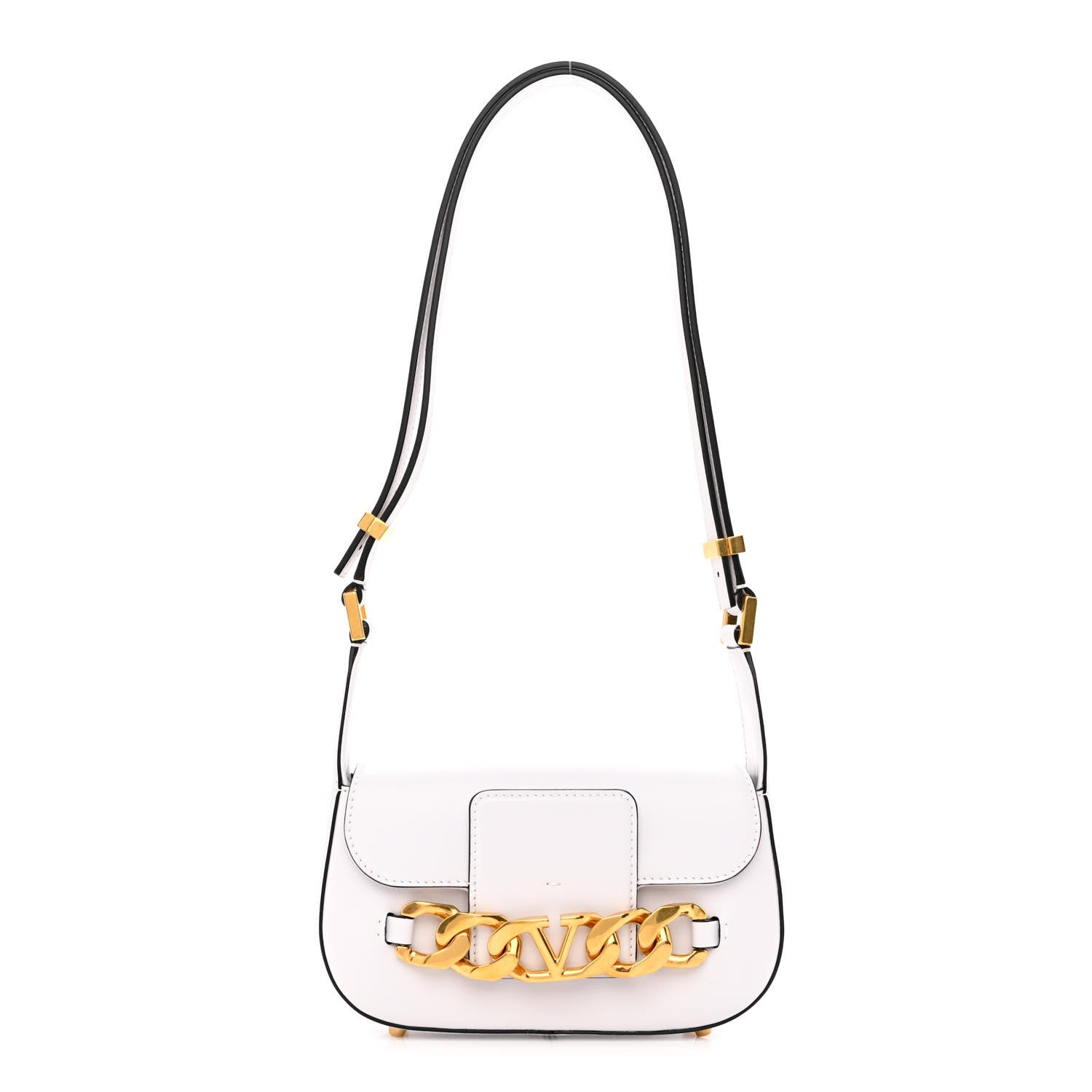 Valentino Garavani Calfskin Small Vlogo Chain Shoulder Bag Optic White 1 of 9