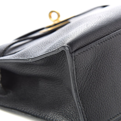 Hermes Evergrain Kelly Pochette Clutch Black 14 of 19
