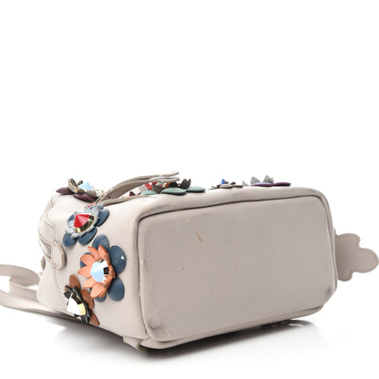 Fendi Vitello Dolce Flowerland Studded Mini Backpack Grigio Polvere Multicolor 4 of 17