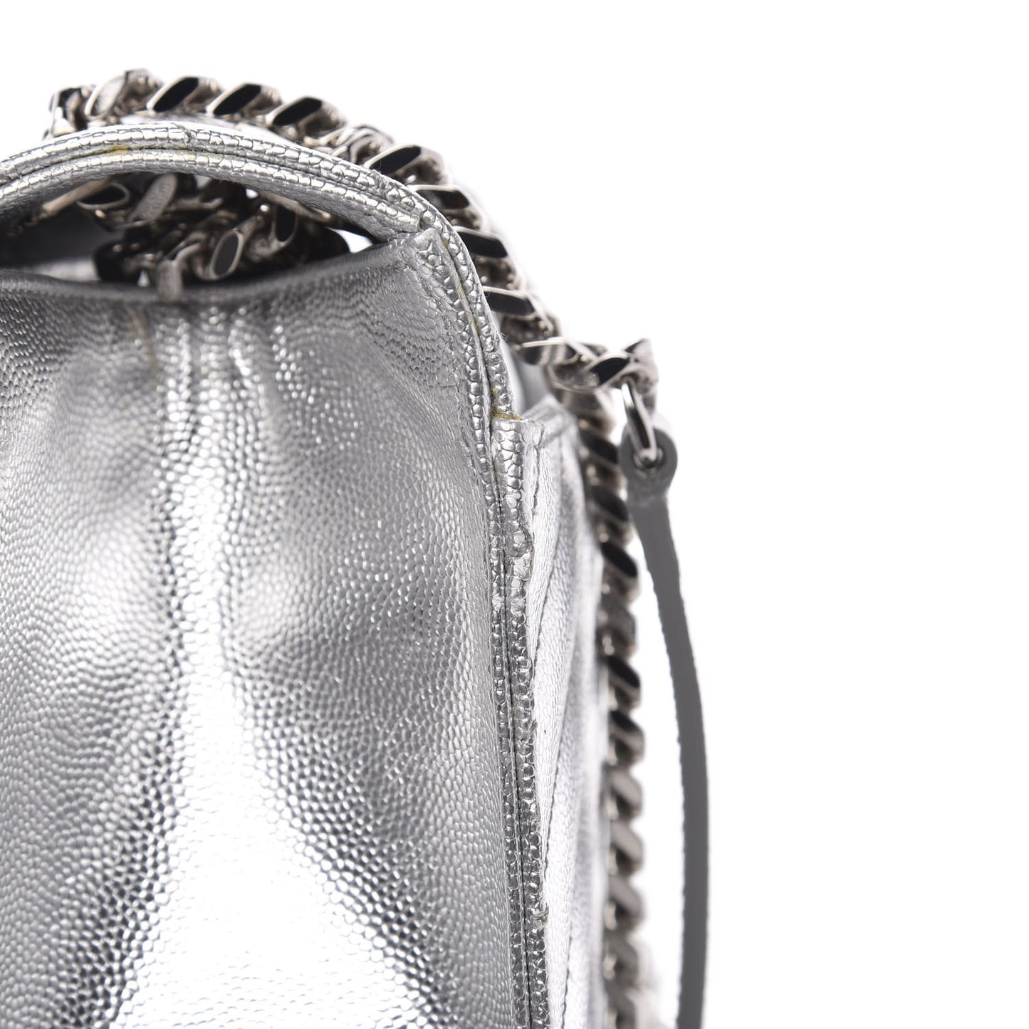 Sheepskin Matelasse Chevron Monogram Medium College Bag Silver