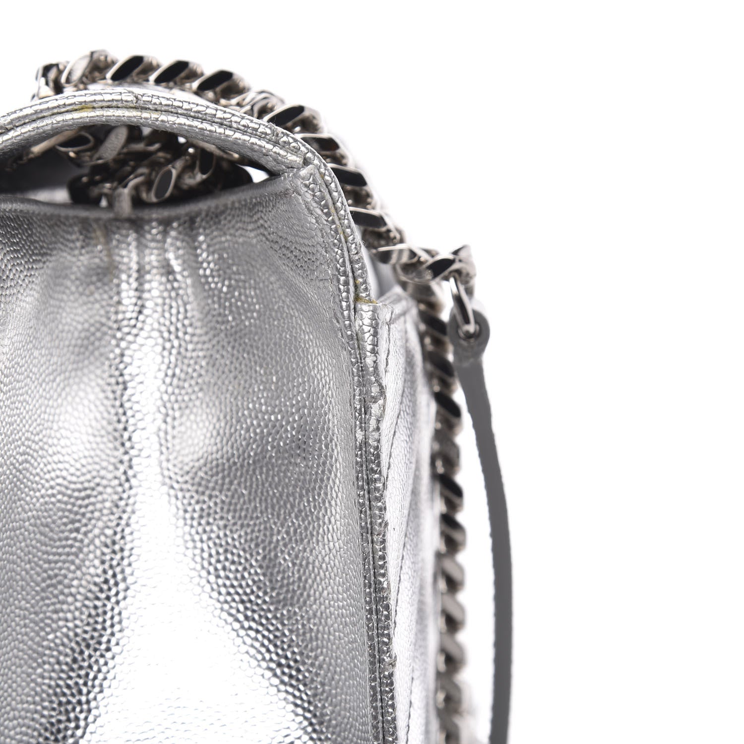 Saint Laurent Sheepskin Matelasse Chevron Monogram Medium College Bag Silver 9 of 12
