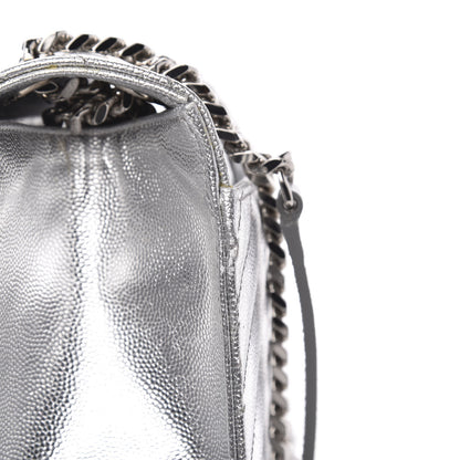 Saint Laurent Sheepskin Matelasse Chevron Monogram Medium College Bag Silver 9 of 12