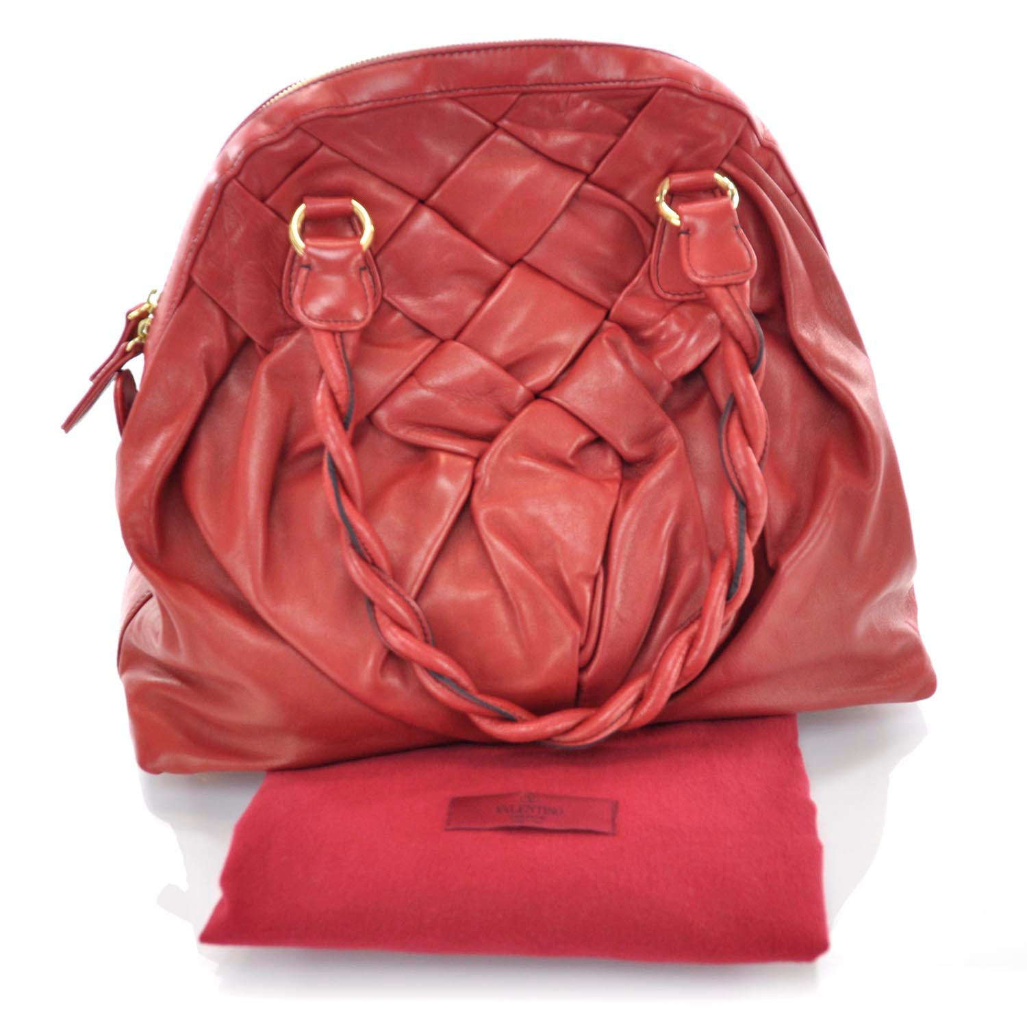 Valentino Garavani Woven Leather Couture Bag Red 3 of 8
