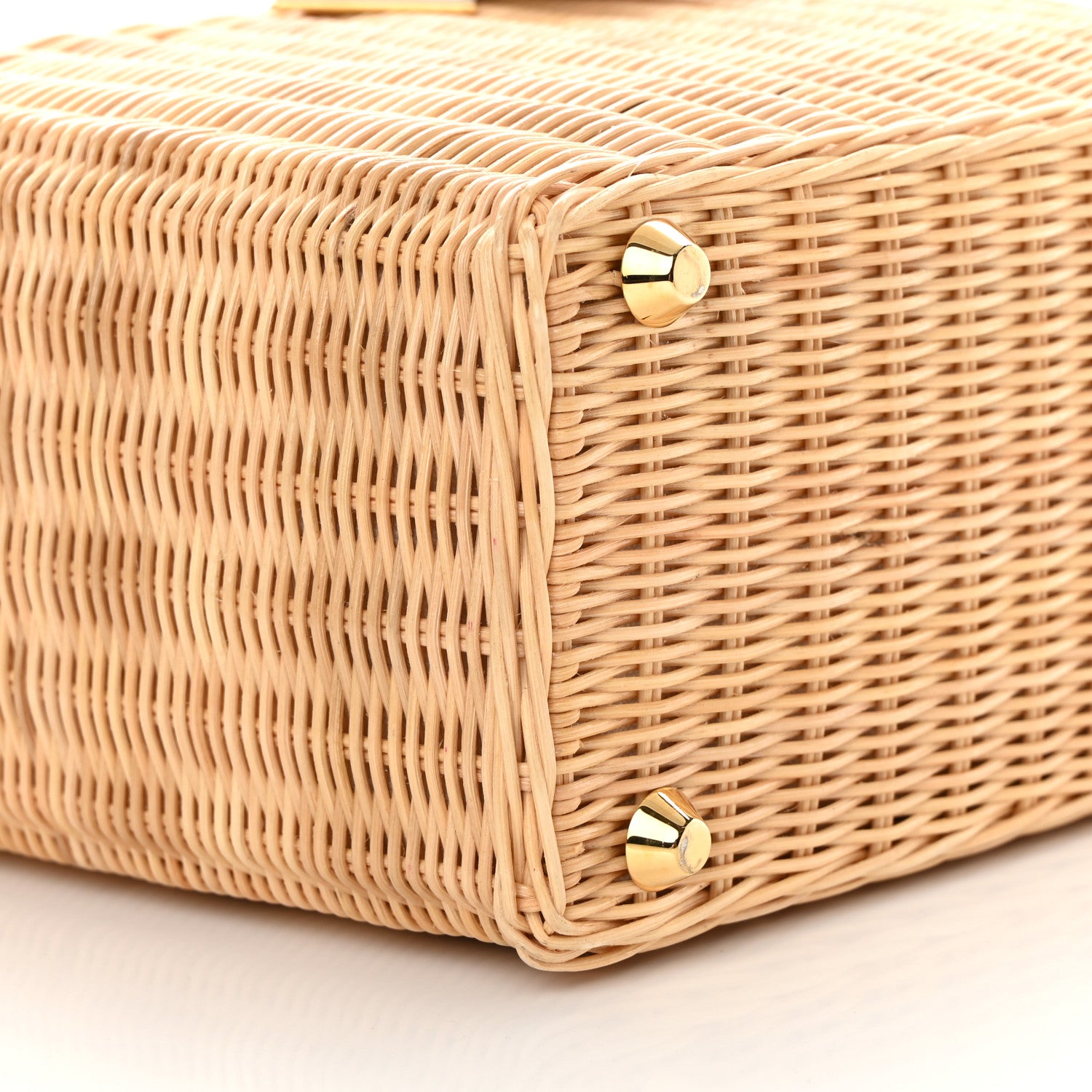 Prada Canvas Wicker Shoulder Bag White Tan 9 of 14