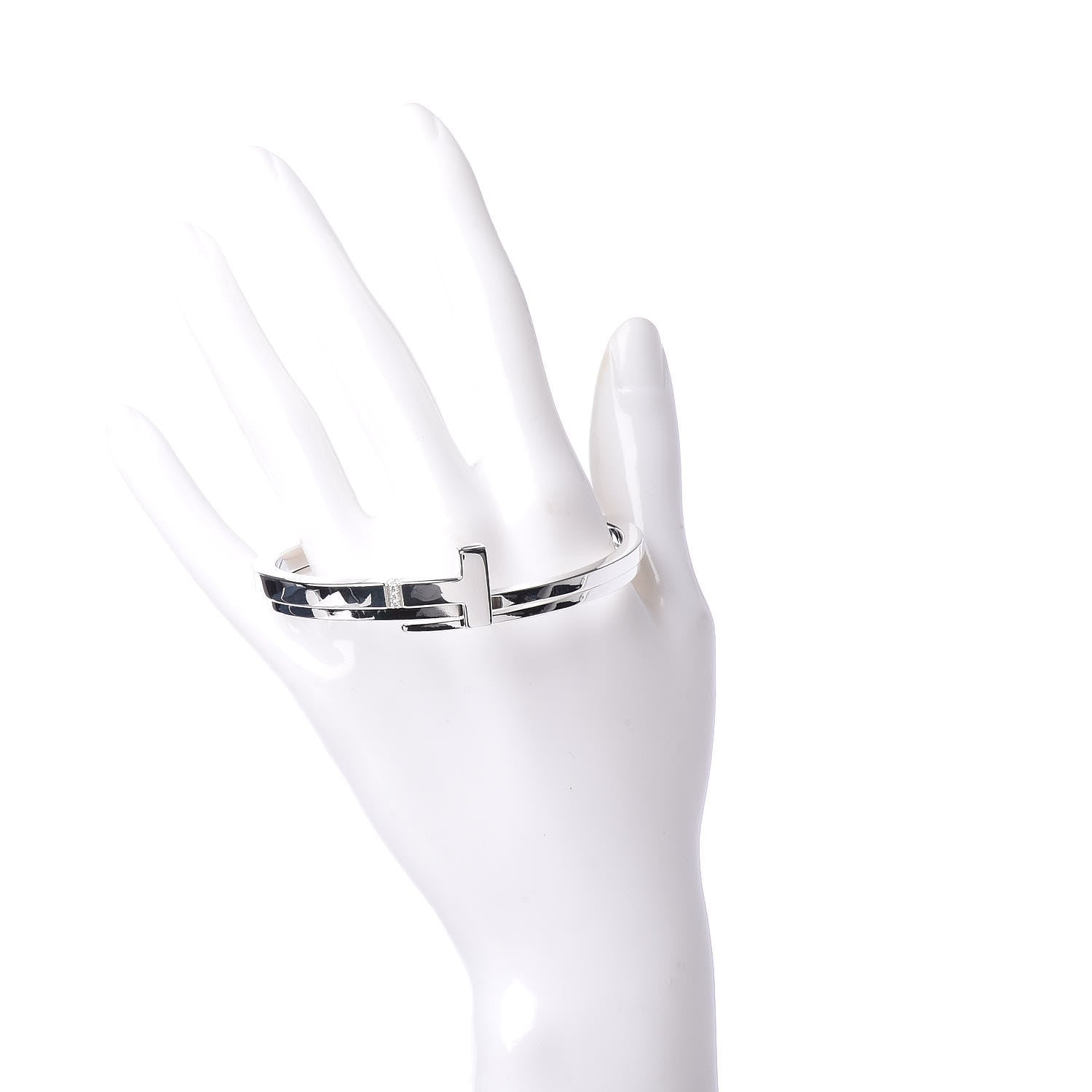 Tiffany Sterling Silver Diamond T Square Wrap Bracelet 2 of 6
