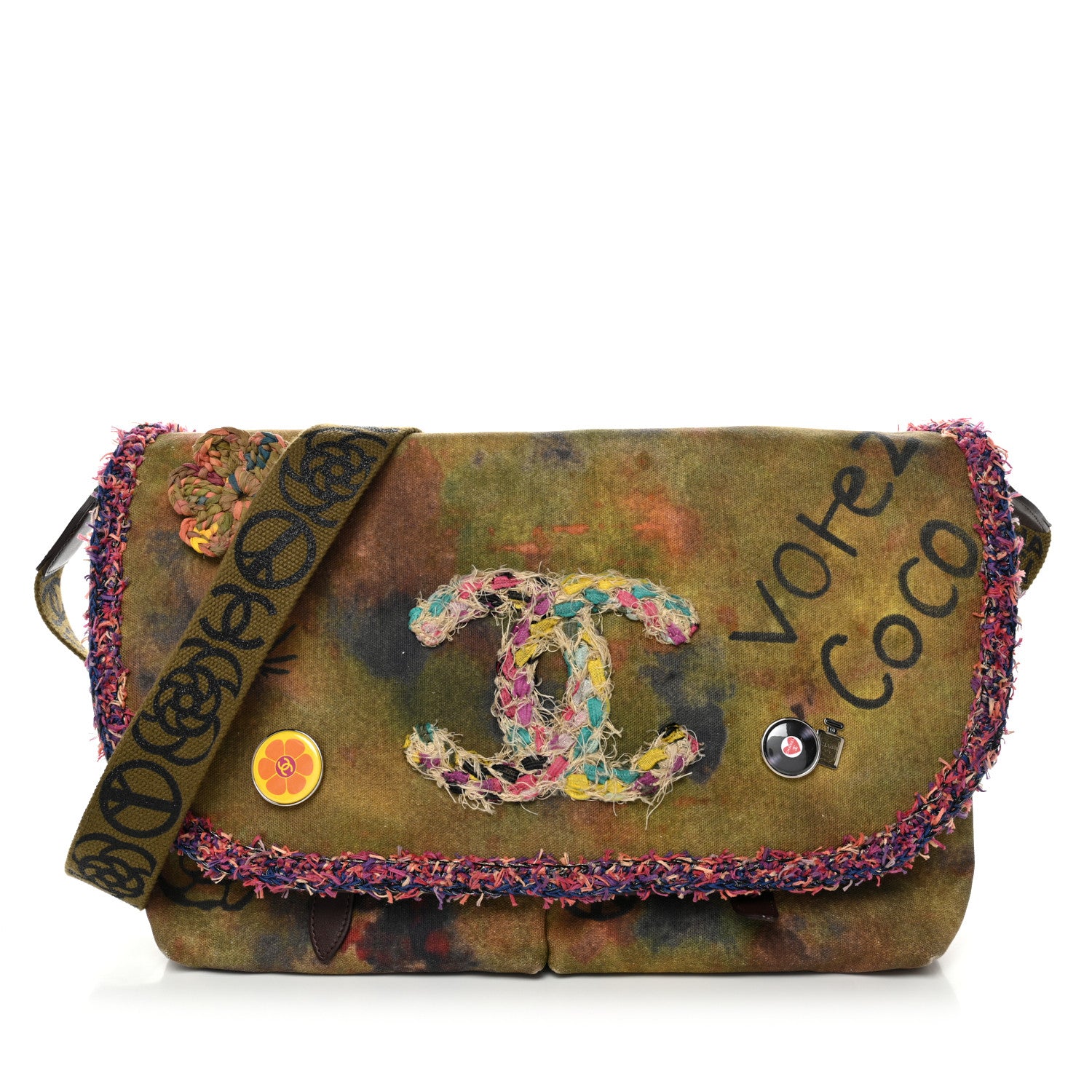 Chanel Washed Toile Large Graffiti On The Pavements Messenger Khaki Multicolor 1 of 12