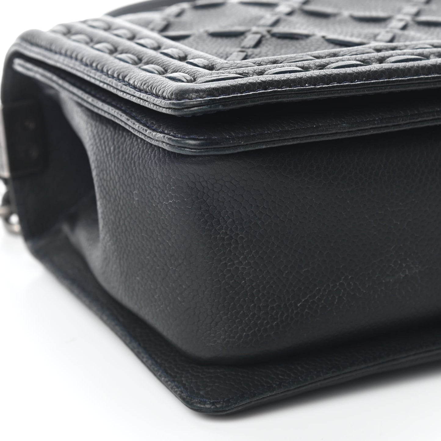 Caviar Stitched Medium Boy Flap Blue