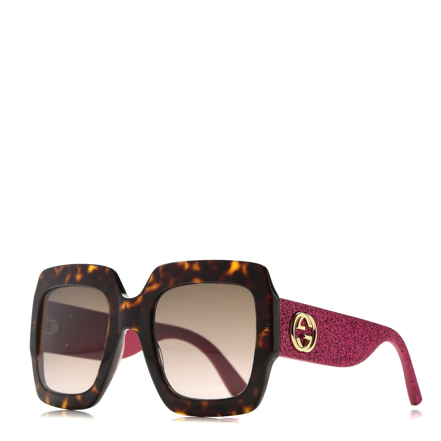 Gucci Square Frame GG0102S Sunglasses Glitter Pink Multi 1 of 8