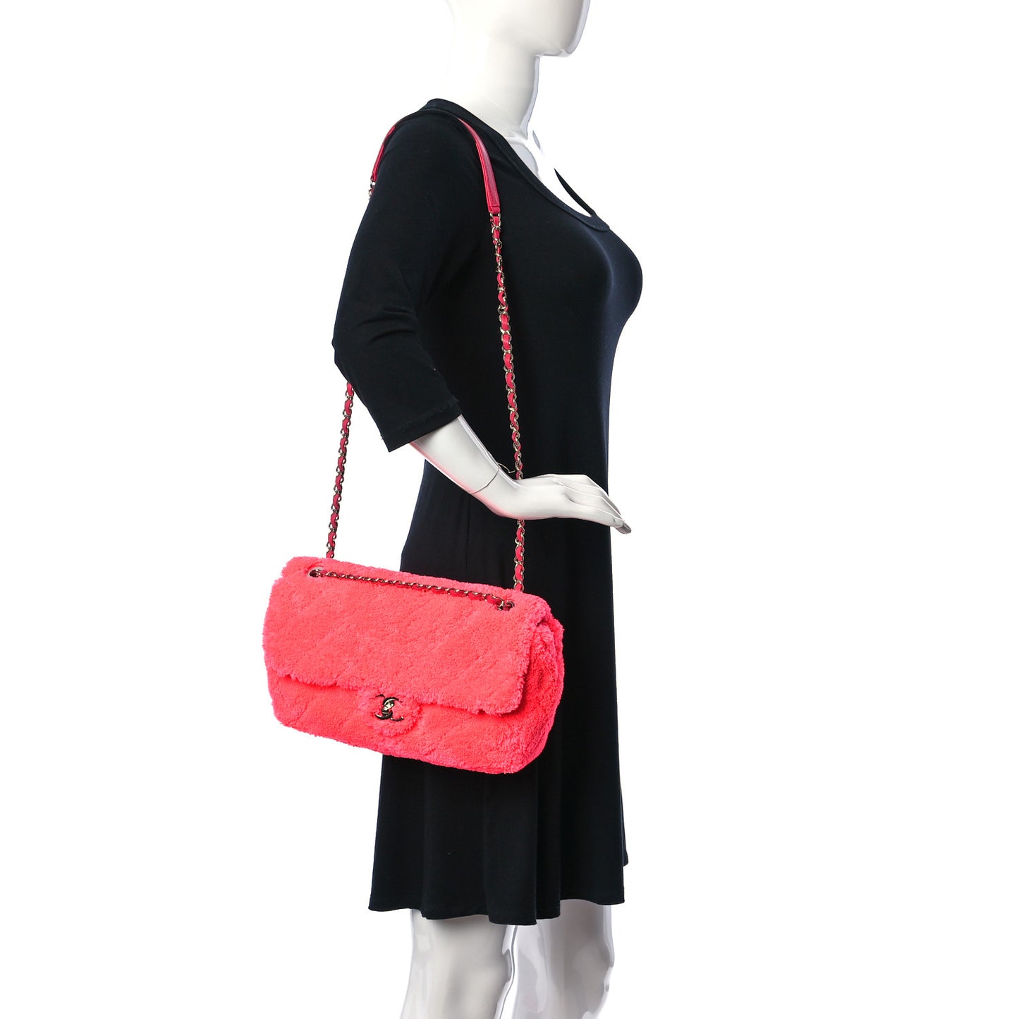 Lambskin Calfskin Mixed Fibers Quilted Medium Flap Pink