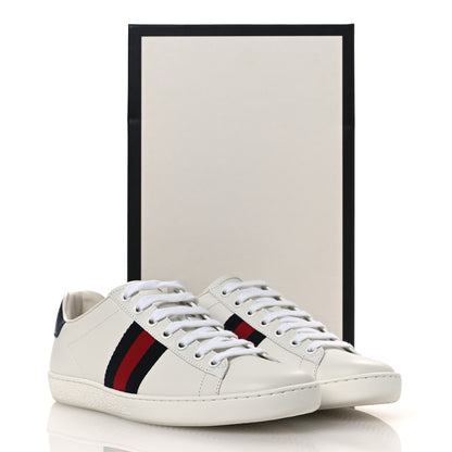Gucci Calfskin Ayers Web Womens Ace Sneakers 37.5 White Blue 11 of 11