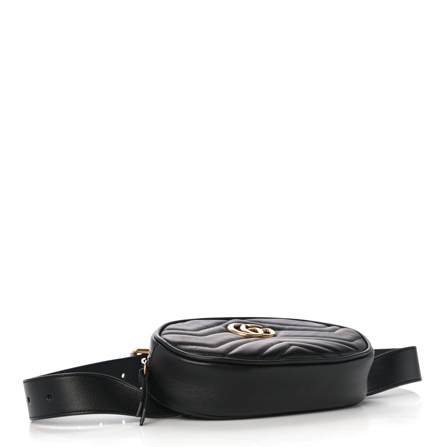 Gucci Calfskin Matelasse GG Marmont Belt Bag 75 30 Black 4 of 12