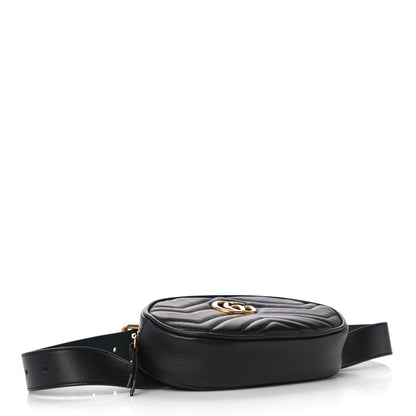 Gucci Calfskin Matelasse GG Marmont Belt Bag 75 30 Black 4 of 12